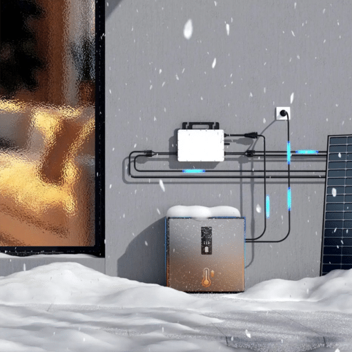 Hoymiles MS-A2 thuisbatterij 2,24 kWh werkend in winterse omstandigheden