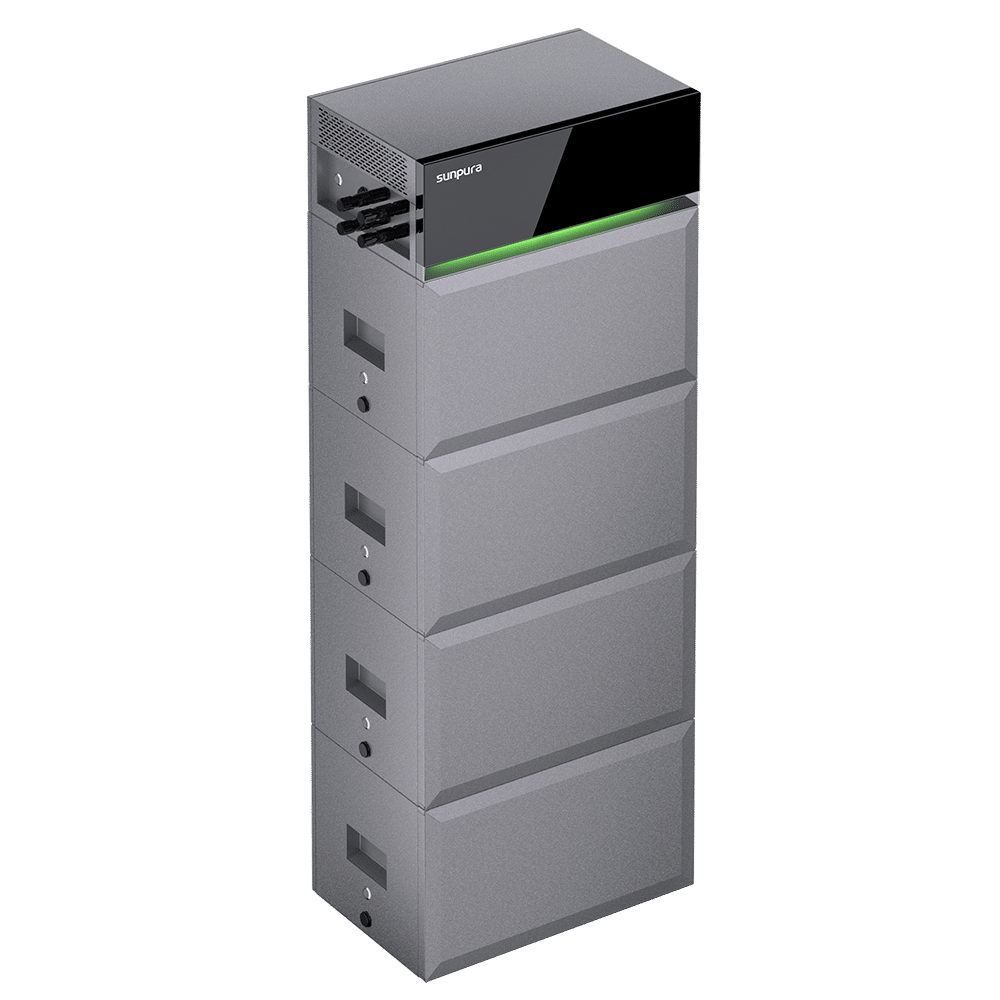 Sunpura S2400 all-in-one met 4× B2400 modules – 9,6 kWh stapelbare thuisbatterij