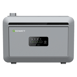 Growatt NEXA 2000 plug & play thuisbatterij 2 kWh met statusdisplay en wifi-indicator op de voorkant