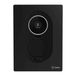 Zaptec GO 2 22kW laadpaal zwart met display en Type 2 socket vooraanzicht