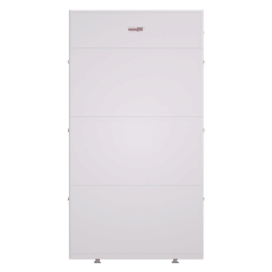 SolarEdge Home Battery 48V opgebouwde batterijtoren voorkant met logo